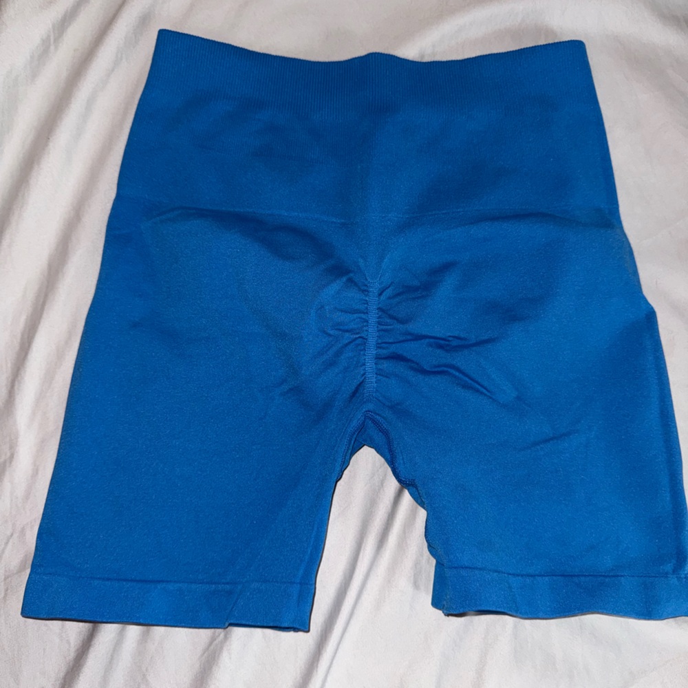 Blue High-Waist Biker Shorts